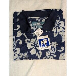 NWT Big Dogs Blue Floral Polo Men Sz XL Short Sleeve Shirt